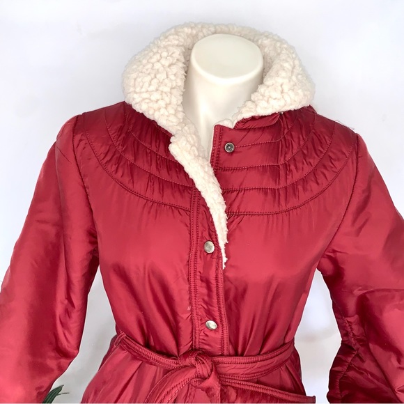 v i n t a g e :: Puffy Penny Lane Sherpa Longline Hooded Belted Coat - Picture 16 of 16